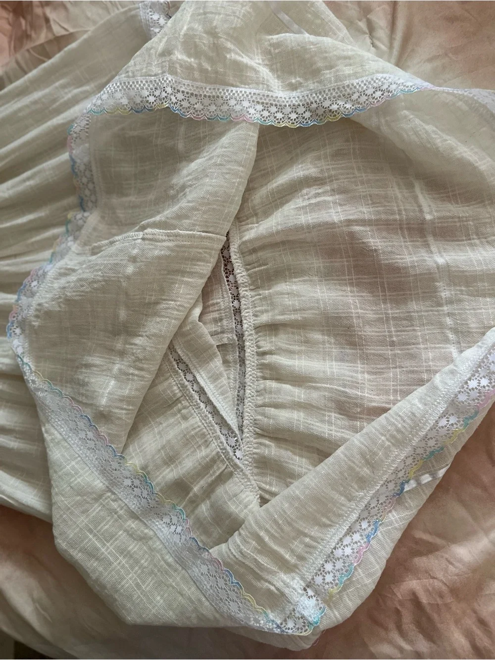 Vintage Handmade Crochet Hand Sewn Cream Yoke Summer Dress #Batita Lupita Dress